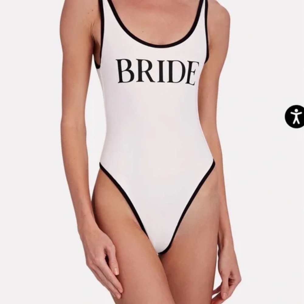 WeWoreWhat White and Black BRIDE One Piece Swimsuit
